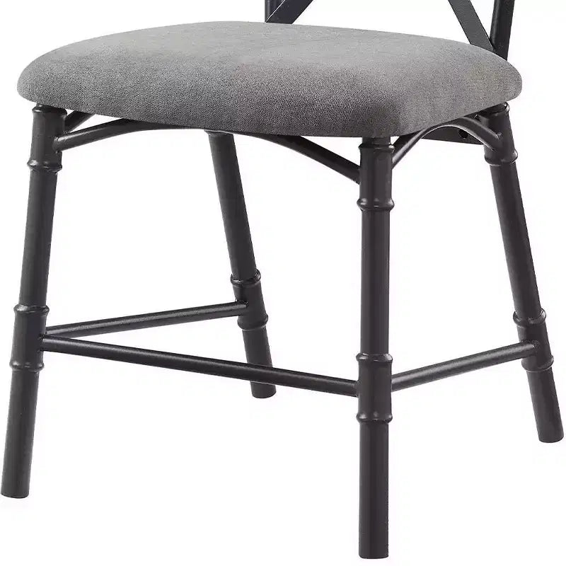 Edina 18" Dining Chairs Gray Fabric, Oak and Sandy Black - Acme Furniture: Leather Upholstery, Metal Frame, No Assembly Required