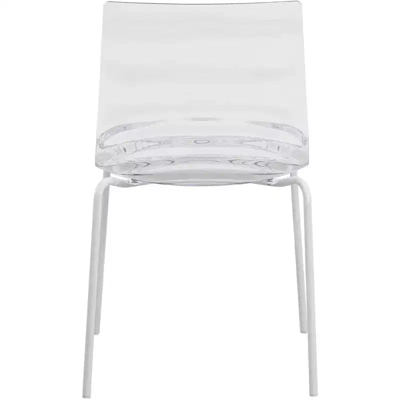LeisureMod Astor Plastic Dining Chair - Water Ripple Design, White Stainless Steel Legs, Stackable Side Chair for Dining Room, Kitchen & Living Room