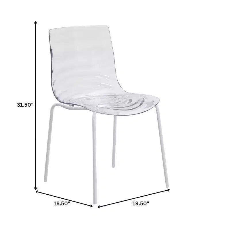 LeisureMod Astor Plastic Dining Chair - Water Ripple Design, White Stainless Steel Legs, Stackable Side Chair for Dining Room, Kitchen & Living Room