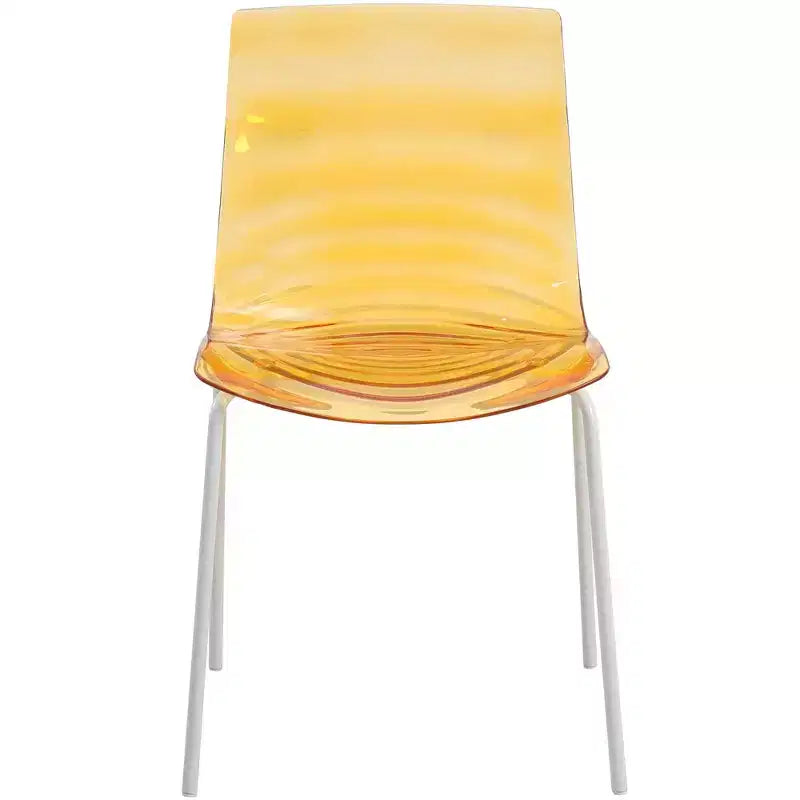 LeisureMod Astor Plastic Dining Chair - Water Ripple Design, White Stainless Steel Legs, Stackable Side Chair for Dining Room, Kitchen & Living Room