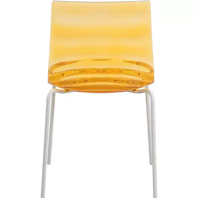 LeisureMod Astor Plastic Dining Chair - Water Ripple Design, White Stainless Steel Legs, Stackable Side Chair for Dining Room, Kitchen & Living Room