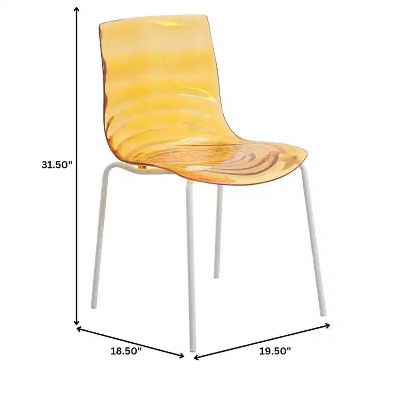 LeisureMod Astor Plastic Dining Chair - Water Ripple Design, White Stainless Steel Legs, Stackable Side Chair for Dining Room, Kitchen & Living Room