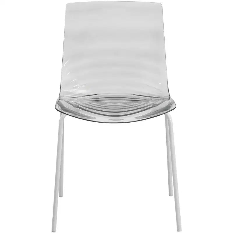 LeisureMod Astor Plastic Dining Chair - Water Ripple Design, White Stainless Steel Legs, Stackable Side Chair for Dining Room, Kitchen & Living Room