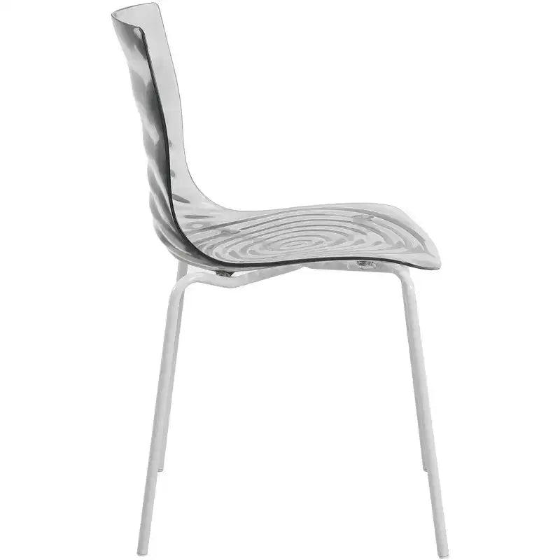 LeisureMod Astor Plastic Dining Chair - Water Ripple Design, White Stainless Steel Legs, Stackable Side Chair for Dining Room, Kitchen & Living Room