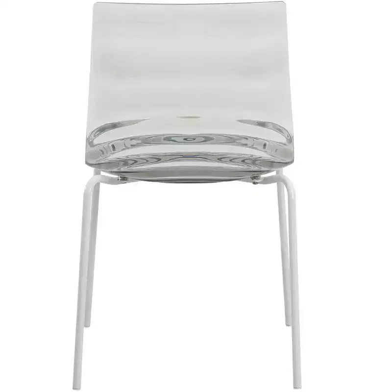 LeisureMod Astor Plastic Dining Chair - Water Ripple Design, White Stainless Steel Legs, Stackable Side Chair for Dining Room, Kitchen & Living Room