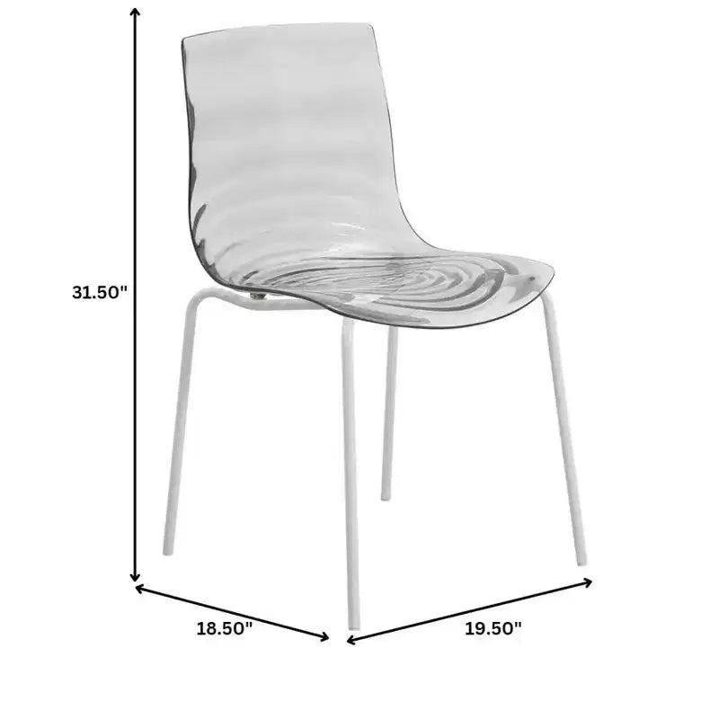 LeisureMod Astor Plastic Dining Chair - Water Ripple Design, White Stainless Steel Legs, Stackable Side Chair for Dining Room, Kitchen & Living Room