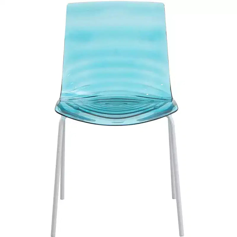 LeisureMod Astor Plastic Dining Chair - Water Ripple Design, White Stainless Steel Legs, Stackable Side Chair for Dining Room, Kitchen & Living Room