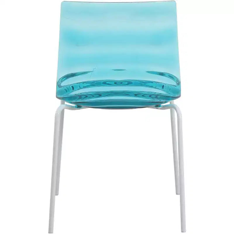 LeisureMod Astor Plastic Dining Chair - Water Ripple Design, White Stainless Steel Legs, Stackable Side Chair for Dining Room, Kitchen & Living Room