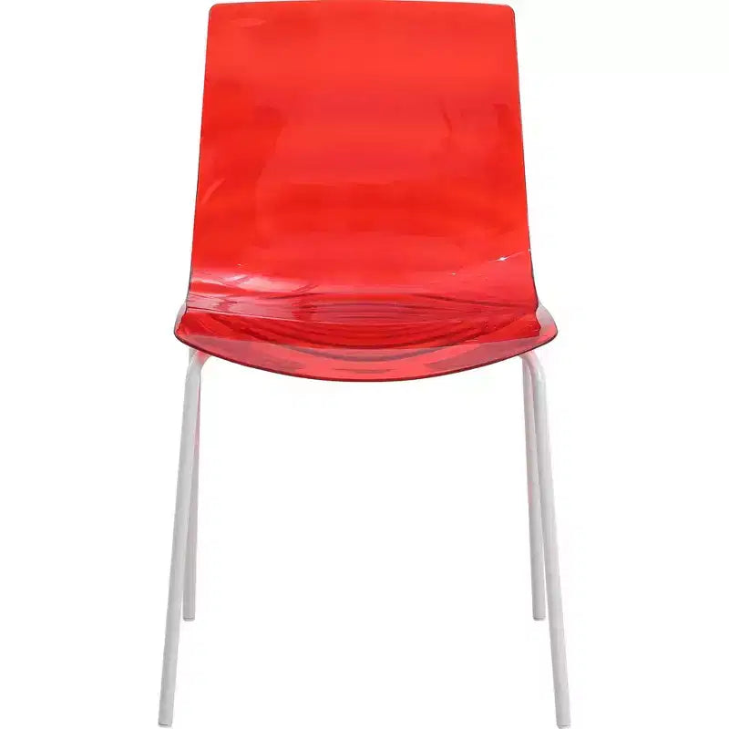 LeisureMod Astor Plastic Dining Chair - Water Ripple Design, White Stainless Steel Legs, Stackable Side Chair for Dining Room, Kitchen & Living Room