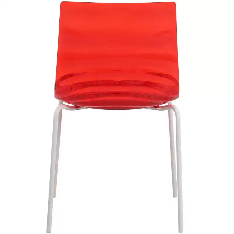 LeisureMod Astor Plastic Dining Chair - Water Ripple Design, White Stainless Steel Legs, Stackable Side Chair for Dining Room, Kitchen & Living Room