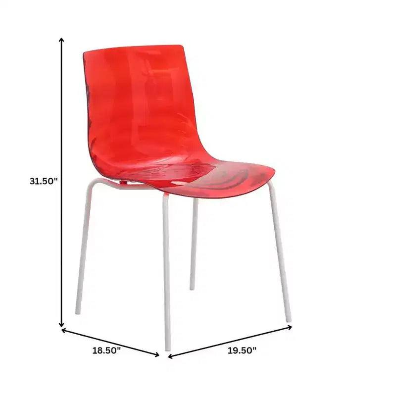 LeisureMod Astor Plastic Dining Chair - Water Ripple Design, White Stainless Steel Legs, Stackable Side Chair for Dining Room, Kitchen & Living Room