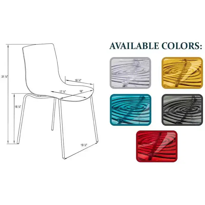 LeisureMod Astor Plastic Dining Chair - Water Ripple Design, White Stainless Steel Legs, Stackable Side Chair for Dining Room, Kitchen & Living Room