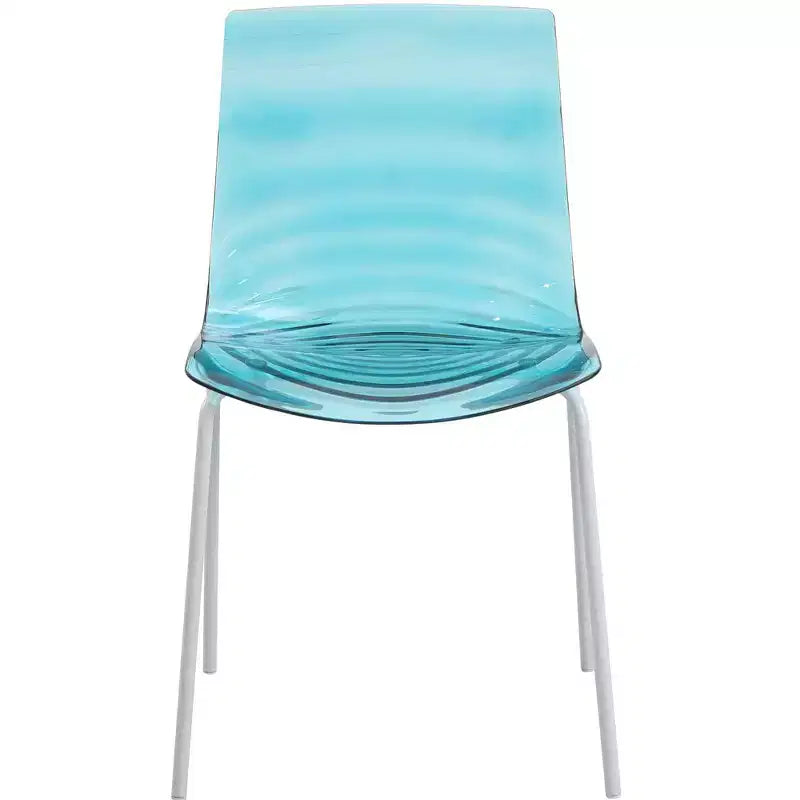LeisureMod Astor Plastic Dining Chair - Water Ripple Design, White Stainless Steel Legs, Stackable Side Chair for Dining Room, Kitchen & Living Room