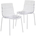 LeisureMod Astor Plastic Dining Chair - Water Ripple Design, White Stainless Steel Legs, Stackable Side Chair for Dining Room, Kitchen & Living Room