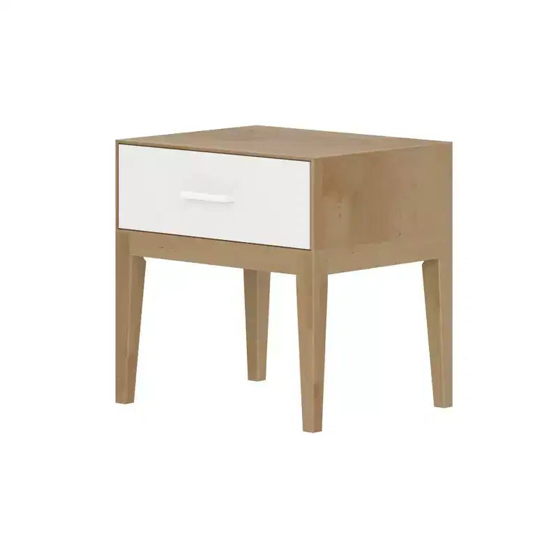 Plank+Beam Solid Wood Duo Queen Bedroom Set with 2 Nightstands, White/Birch