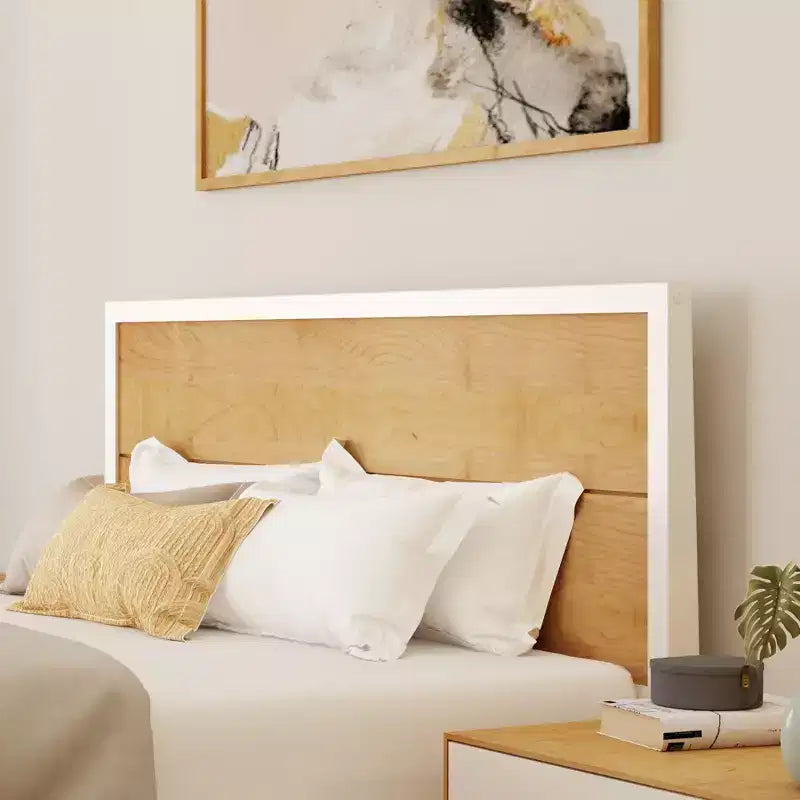 Plank+Beam Solid Wood Duo Queen Bedroom Set with 2 Nightstands, White/Birch