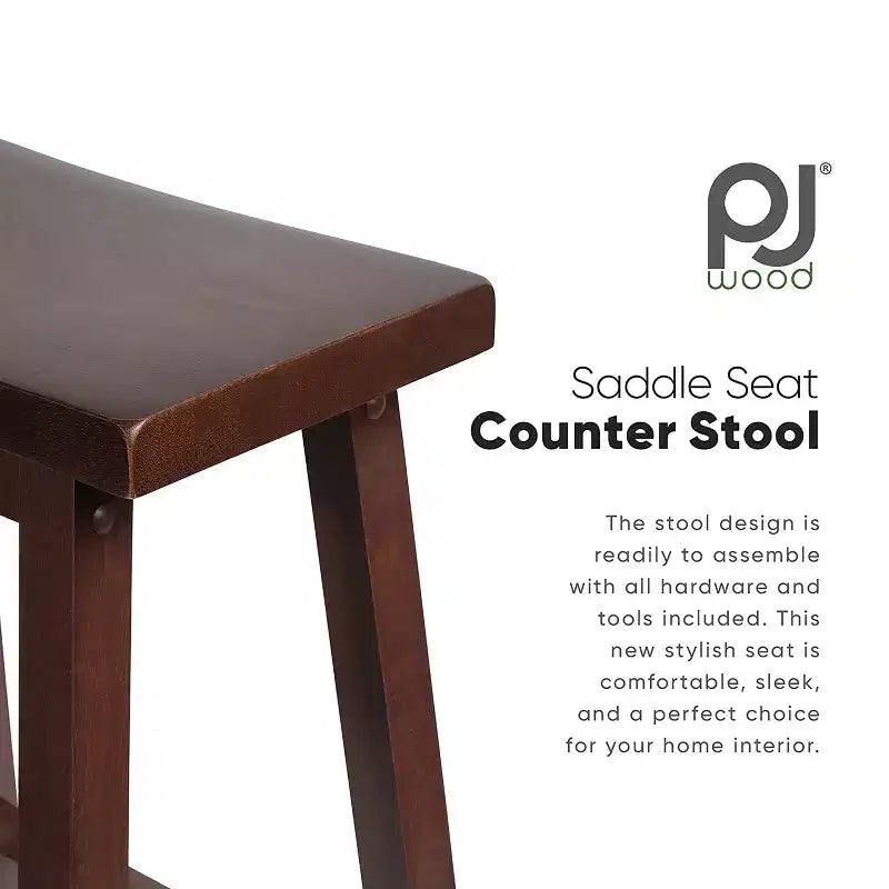 PJ Wood Classic Saddle-Seat 29 Inch Tall Kitchen Counter Stools