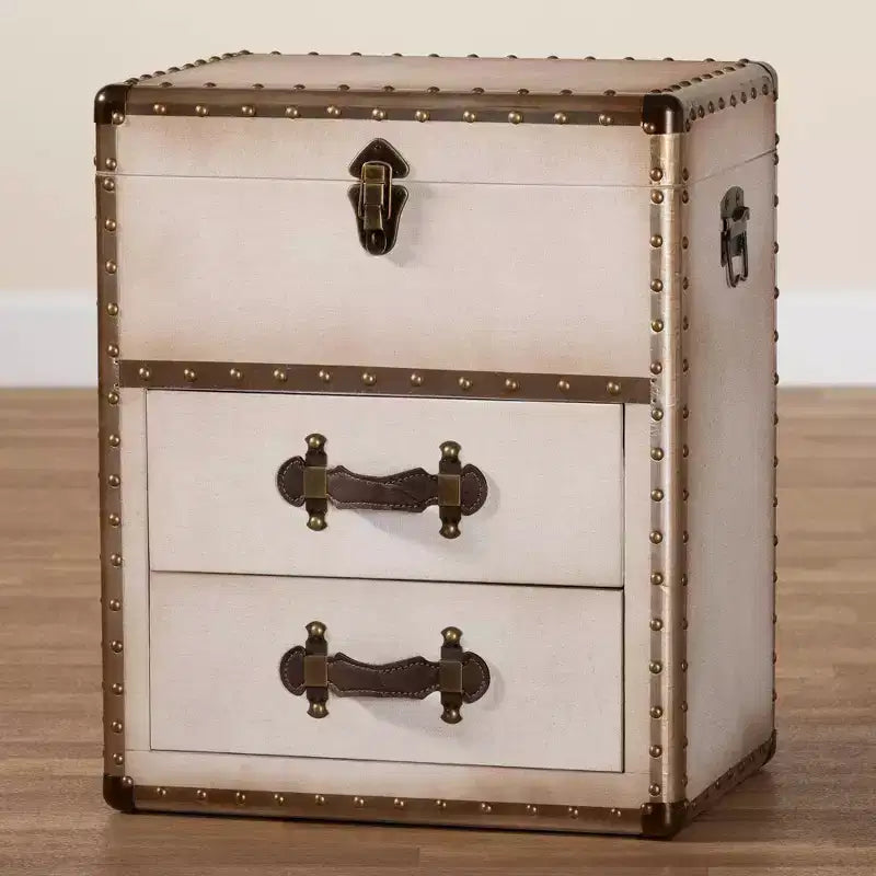 Baxton Studio Agatha Canvas 2 Drawer Storage Cabinet