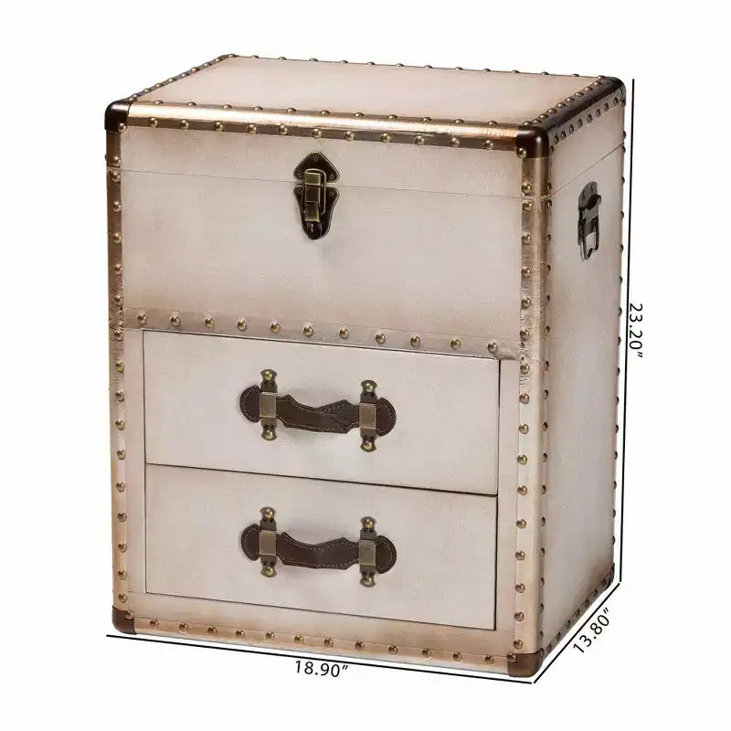 Baxton Studio Agatha Canvas 2 Drawer Storage Cabinet