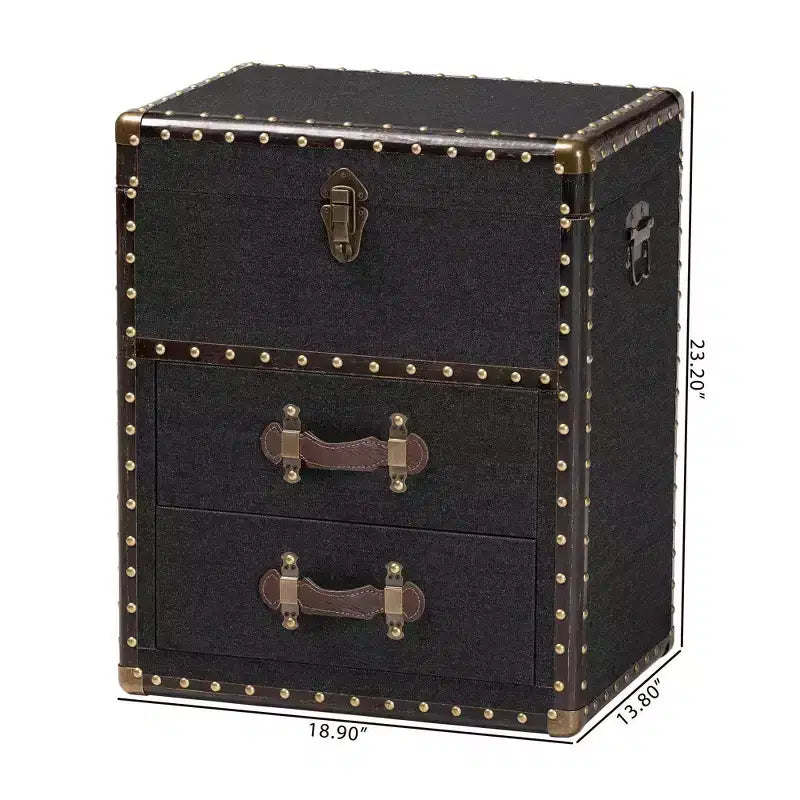 Baxton Studio Agatha Canvas 2 Drawer Storage Cabinet
