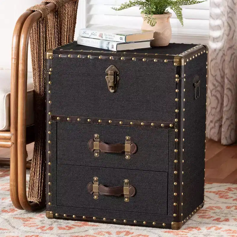Baxton Studio Agatha Canvas 2 Drawer Storage Cabinet