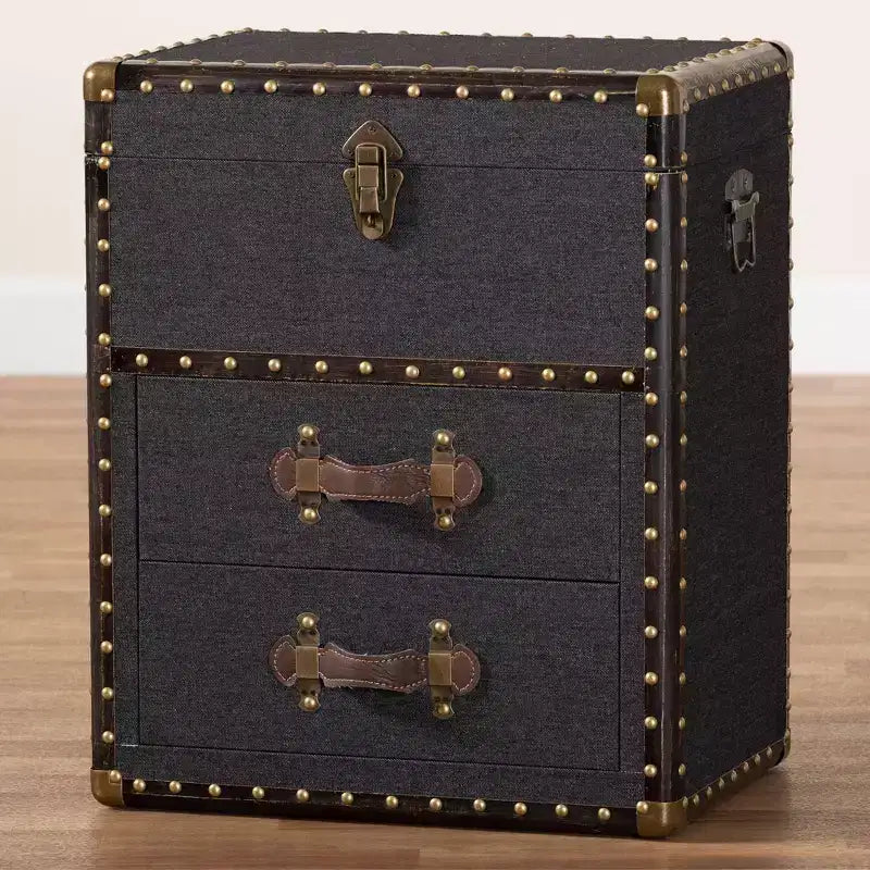 Baxton Studio Agatha Canvas 2 Drawer Storage Cabinet