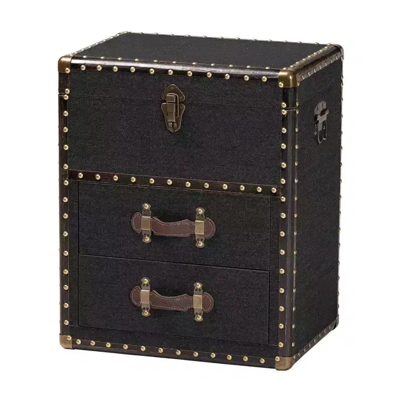 Baxton Studio Agatha Canvas 2 Drawer Storage Cabinet