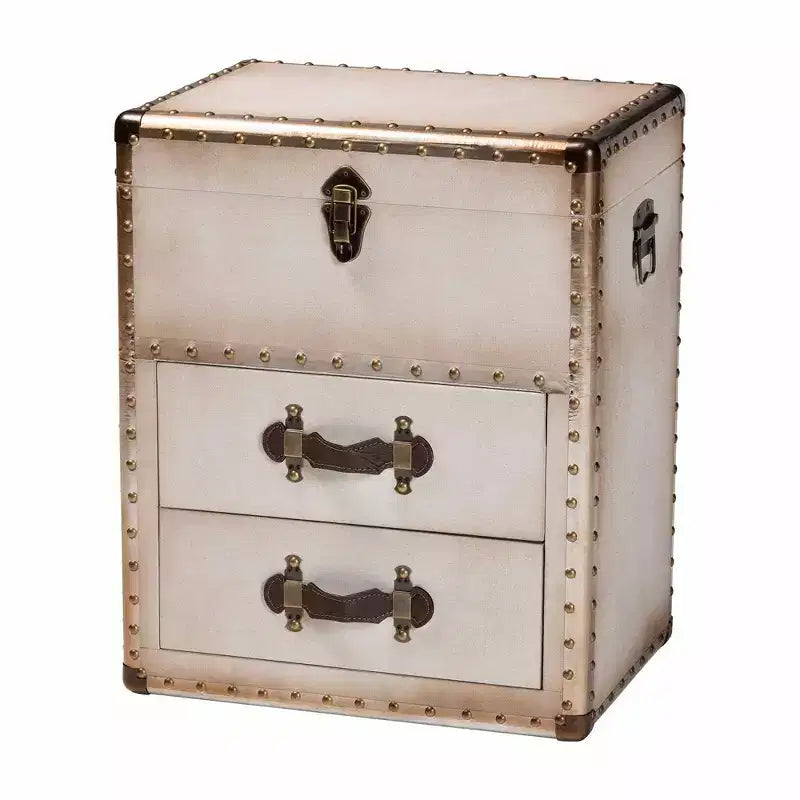 Baxton Studio Agatha Canvas 2 Drawer Storage Cabinet