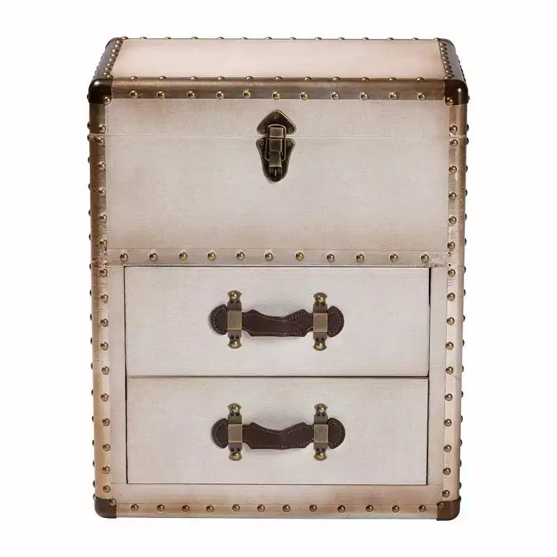 Baxton Studio Agatha Canvas 2 Drawer Storage Cabinet