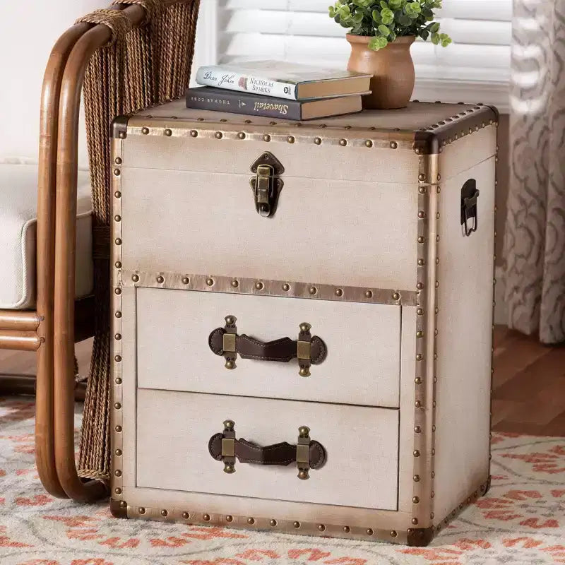 Baxton Studio Agatha Canvas 2 Drawer Storage Cabinet